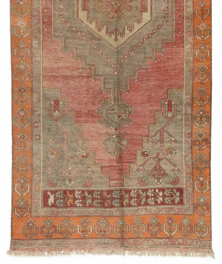 3.8x8.8 Ft Mid 20th Century Handmade Anatolian Village Rug, Wool Floor Covering photo Textiles