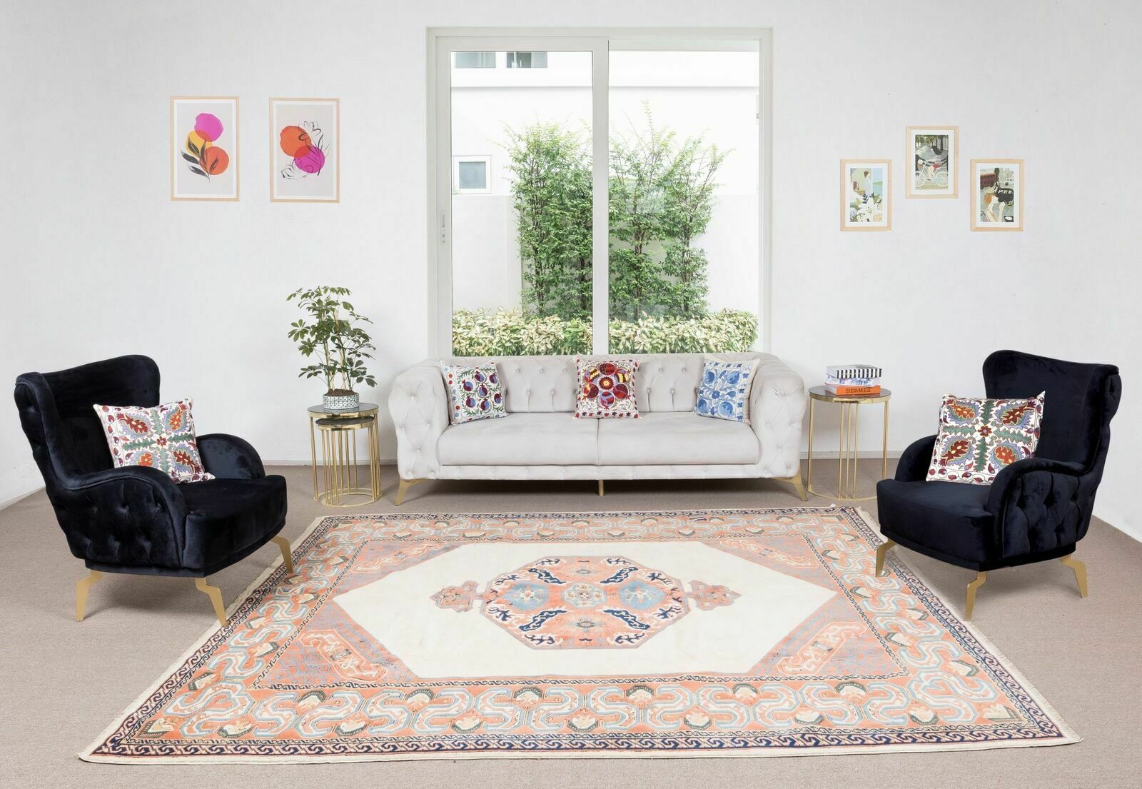 Tapis turc unique, traditionnel, fait main, début du XXe siècle, 2,53 x 2,99 m photo furniture