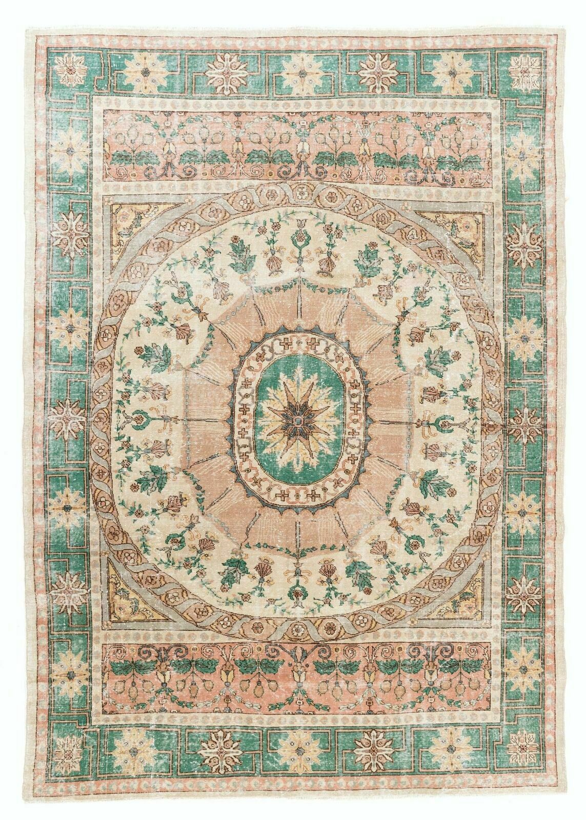 8.4x12 Ft Unusual One Of A Kind Vintage Hand Knotted European Rug. 100% Wool