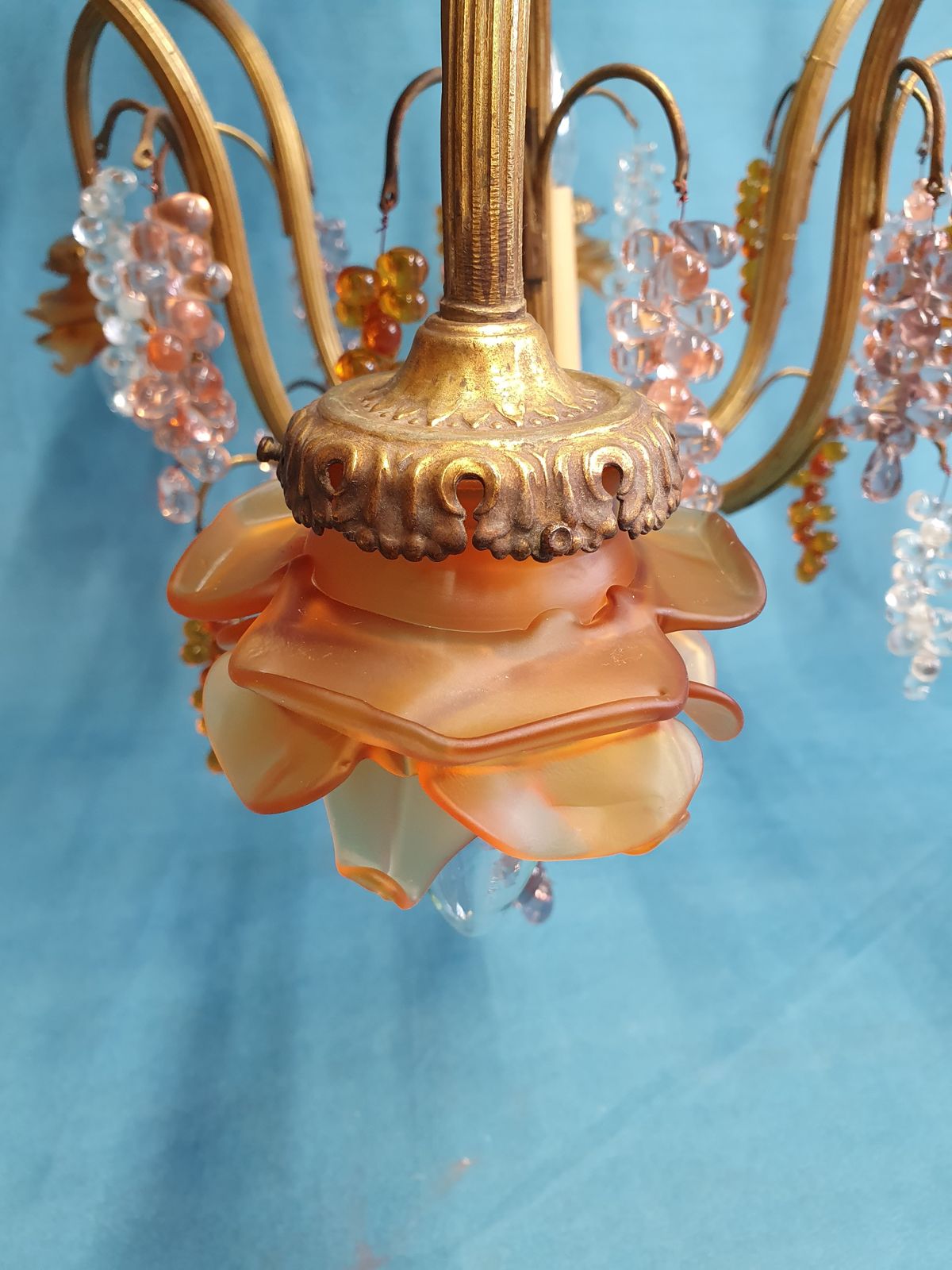 Large French Chandelier With Glass Bunches Of Grapes photo vinterior