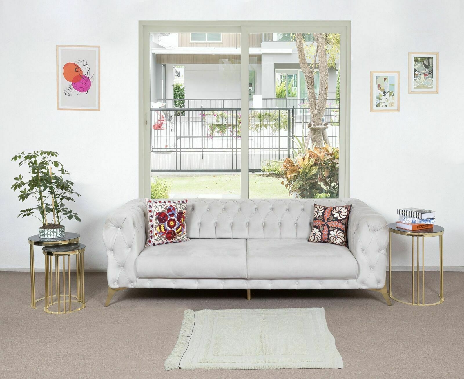 3.5x3.7 Ft Minimalist Plain Beige Vintage Anatolian Tulu Rug, 100% Natural Wool photo furniture