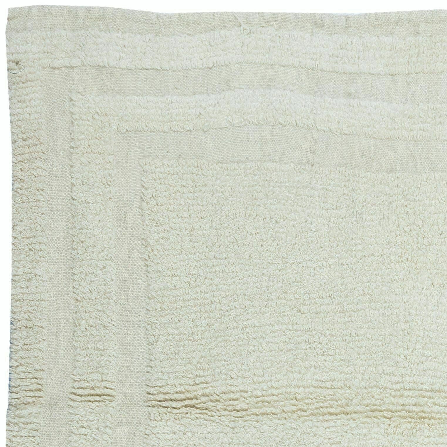 3.5x3.7 Ft Minimalist Plain Beige Vintage Anatolian Tulu Rug, 100% Natural Wool photo Textiles