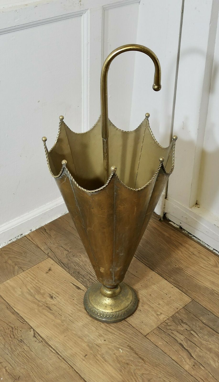 Umbrella Shaped Brass Umbrella Stand photo for sale