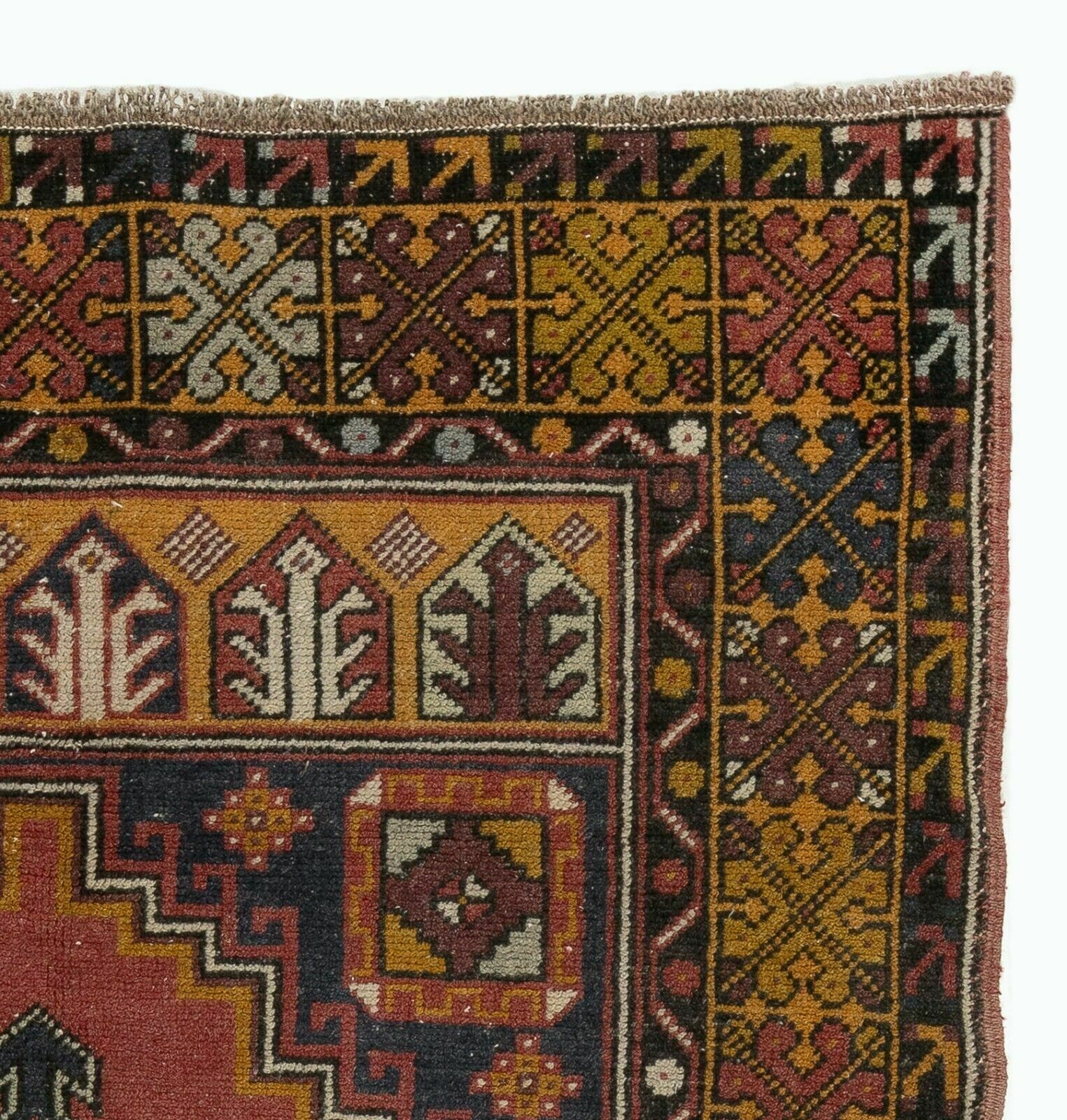 3.8x5.8 Ft Hand Knotted Vintage Oriental Rug, Tribal Style Wool Carpet photo for sale