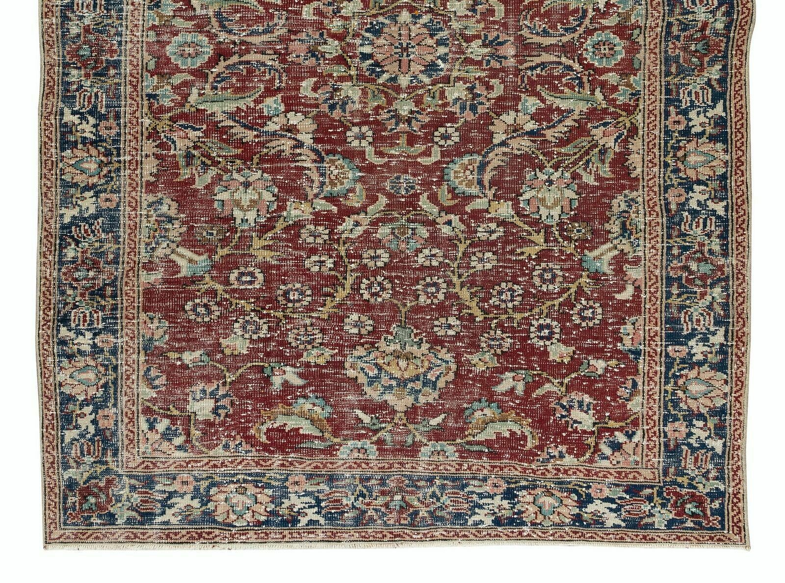5.8x9 Ft Flower Pattern Vintage Hand Knotted Central Anatolian Wool Area Rug photo 429.0