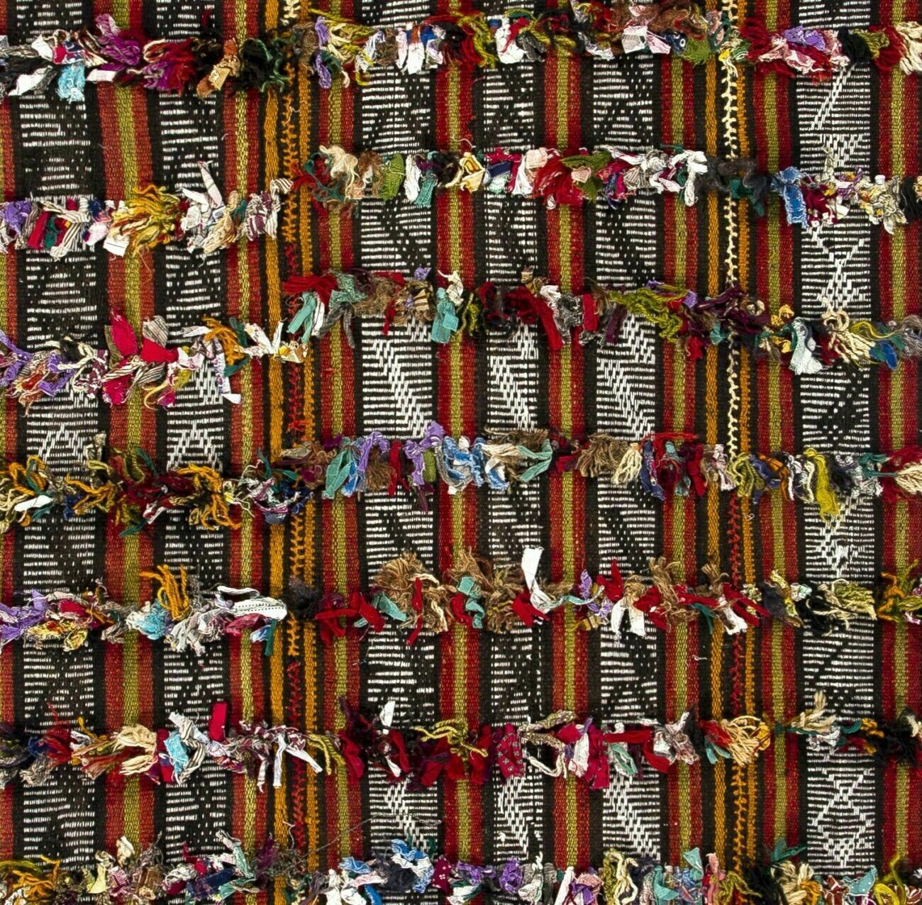 4.8x8.6 Ft Vintage Kilim Rug With Colorful Poms. Floor Cover, Wall Hanging photo Textiles