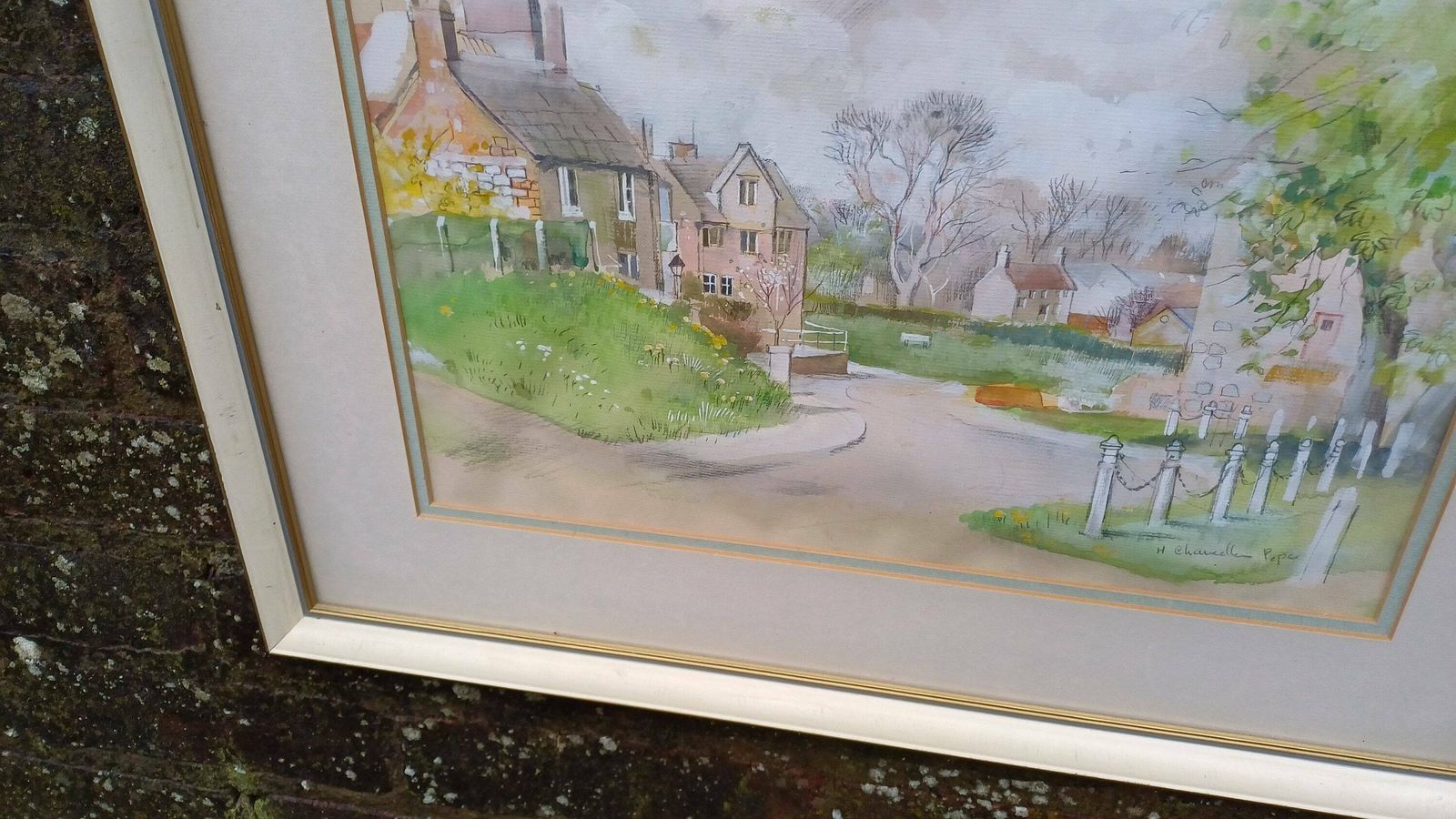 Stunning Large Original Watercolour ‘Sunlit Village’ By Popular Artist ’Hilda Chancellor Pope 1978 photo for sale