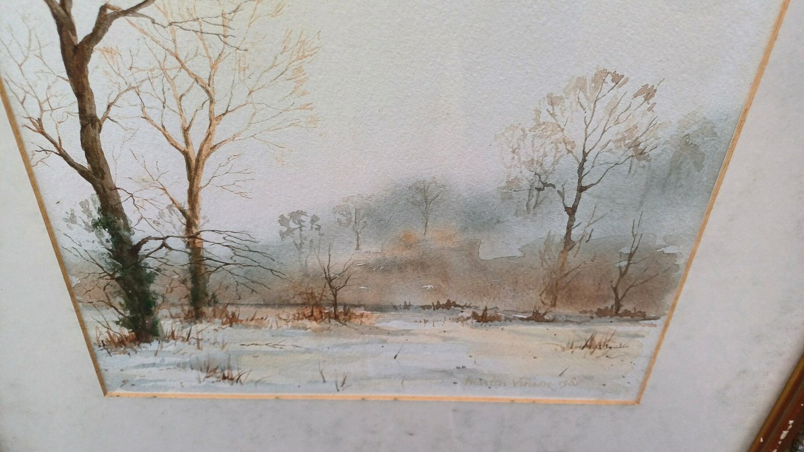 Beautifully Executed Original Watercolour Of A Winter Snow Vista By Martin Vinson 1985 photo vinterior