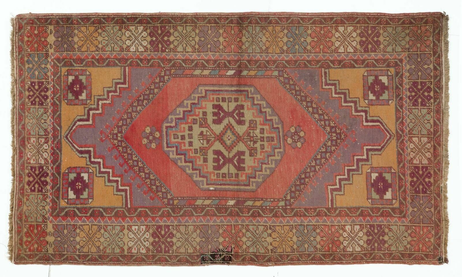 3.8x6.5 Ft Vintage Turkish Village Rug, One Of A Kind Hand Knotted Wool Carpet photo 505.0