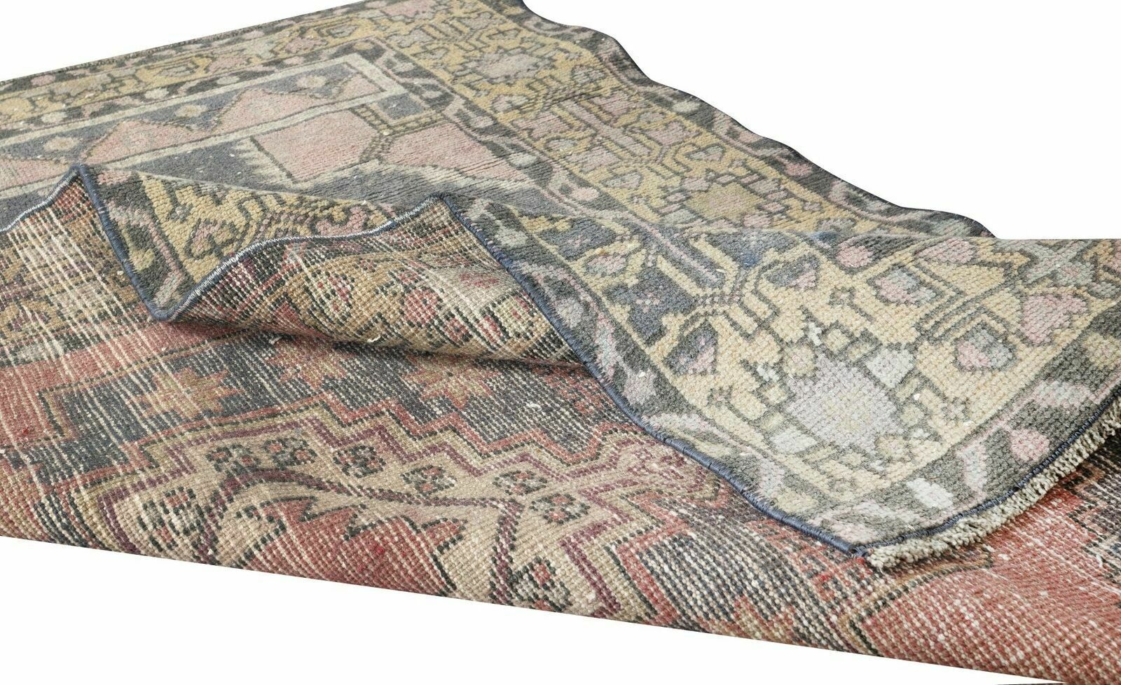 3.7x5.6 Ft Vintage Hand Knotted Central Anatolian Village Rug photo for sale