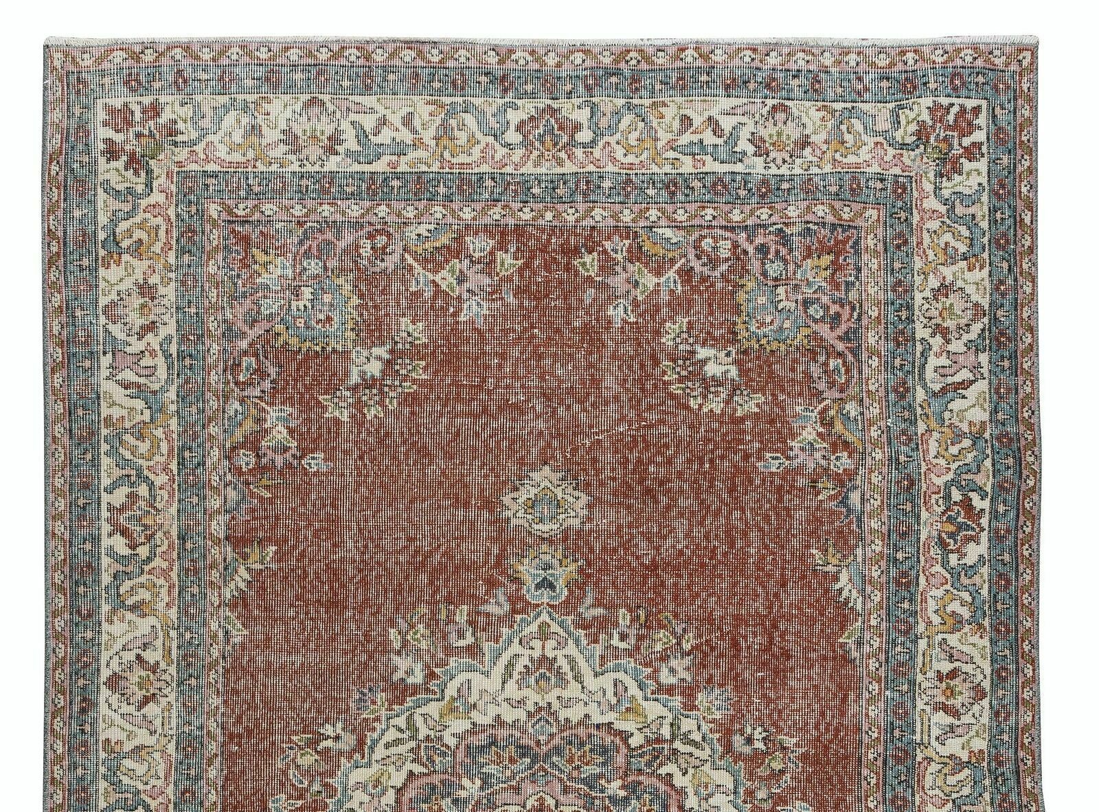 5.4x8.5 Ft Traditional Vintage Hand Knotted Turkish Rug With Medallion Design photo Textiles