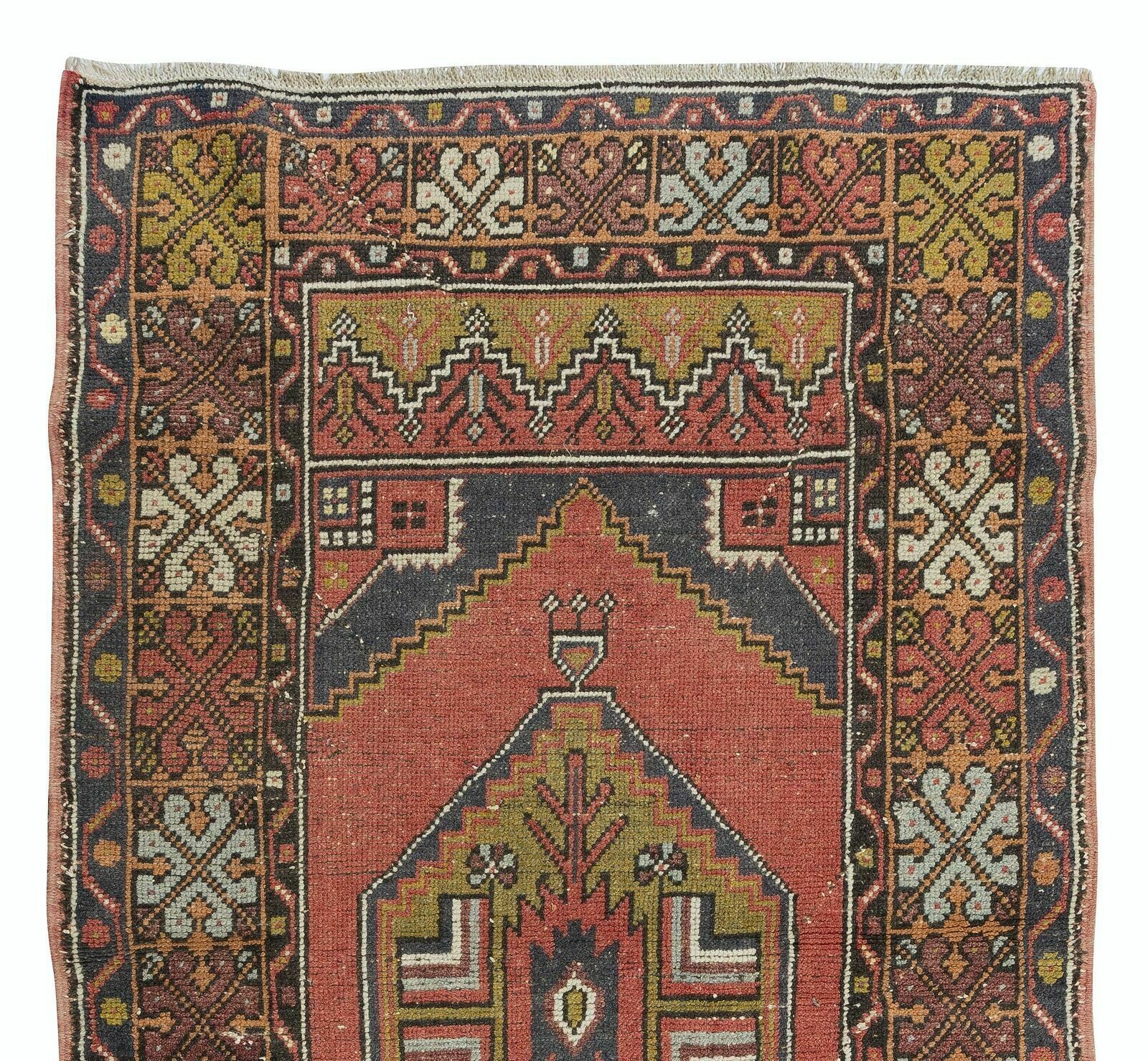 3x5.6 Ft Nice Handmade Midcentury Turkish Oriental Wool Rug With Tribal Style photo Textiles