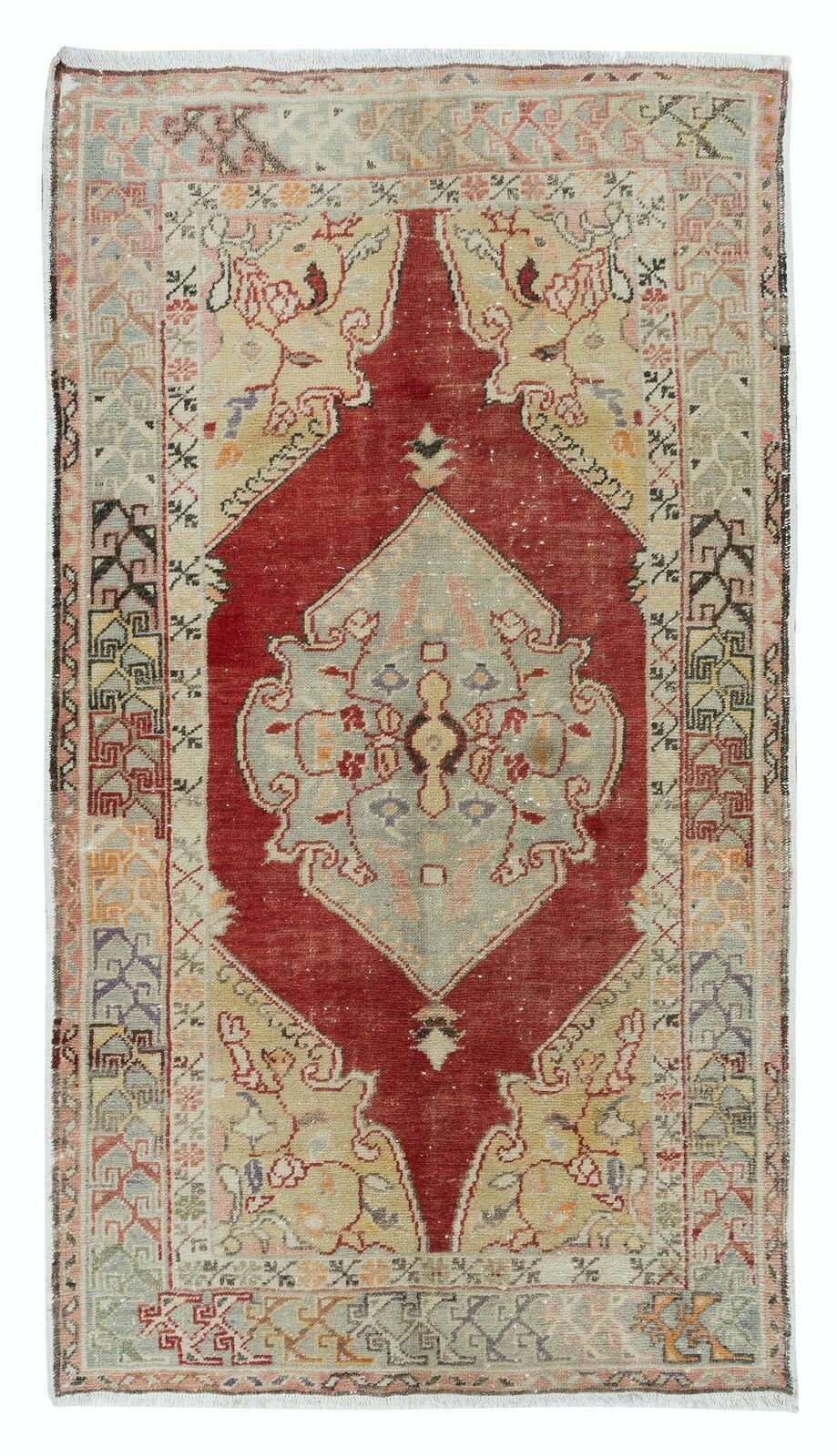 3.5x6.3 Ft Vintage Turkish Wool Tribal Rug, Traditional Handmade Village Carpet