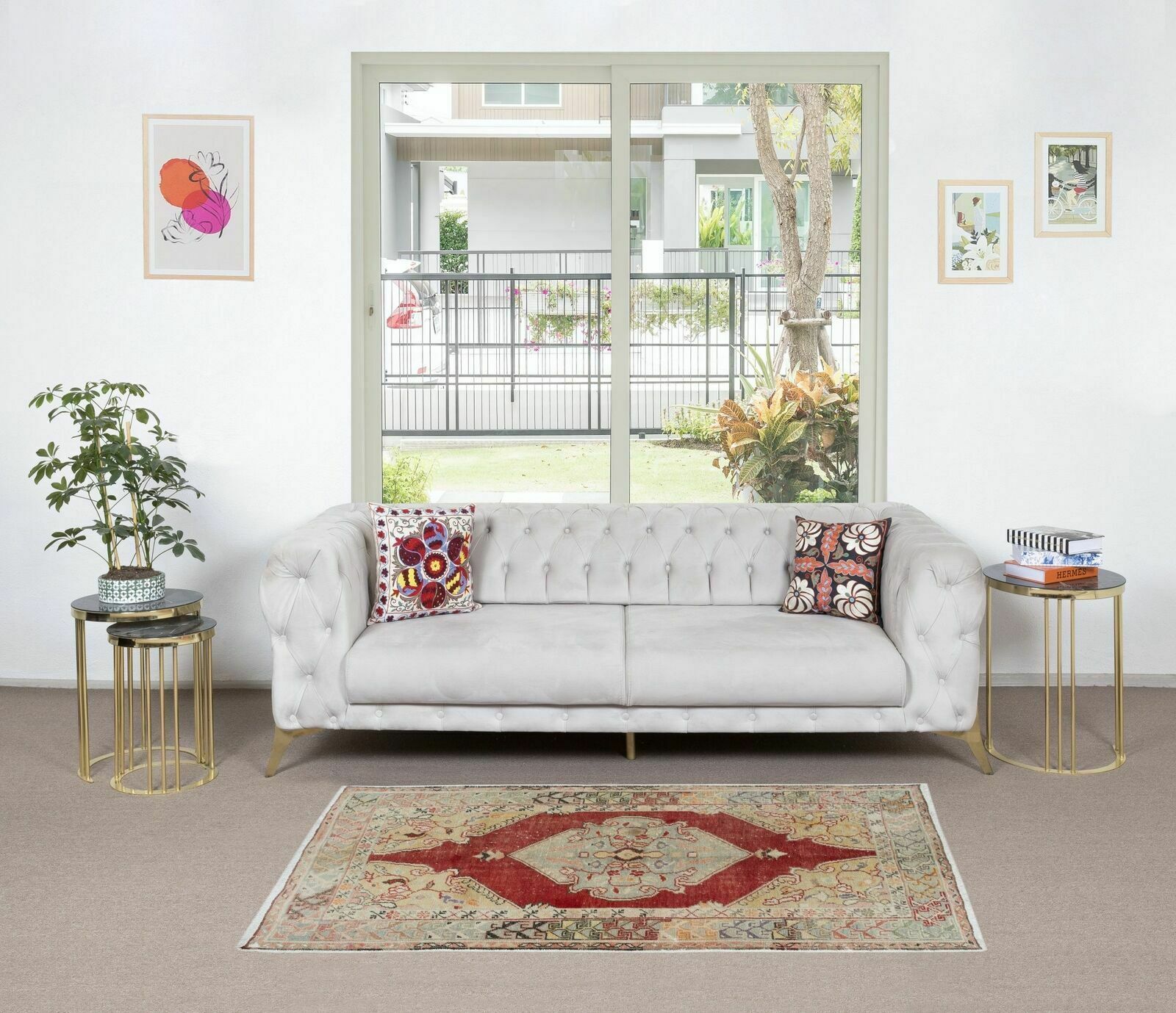 3.5x6.3 Ft Vintage Turkish Wool Tribal Rug, Traditional Handmade Village Carpet photo furniture