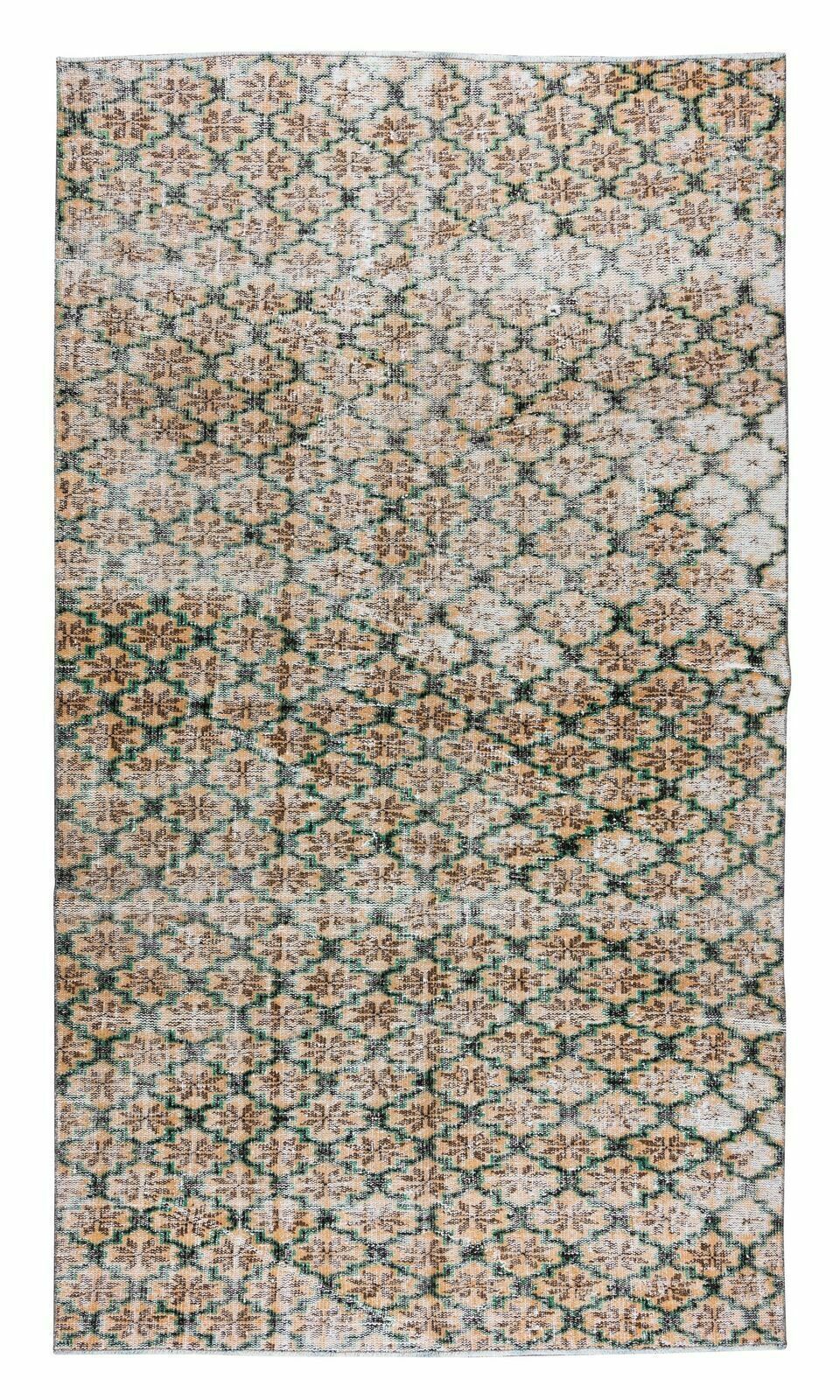 5.3x8.9 Ft Flower Pattern Vintage Hand Knotted Turkish Rug, Home Decor Carpet