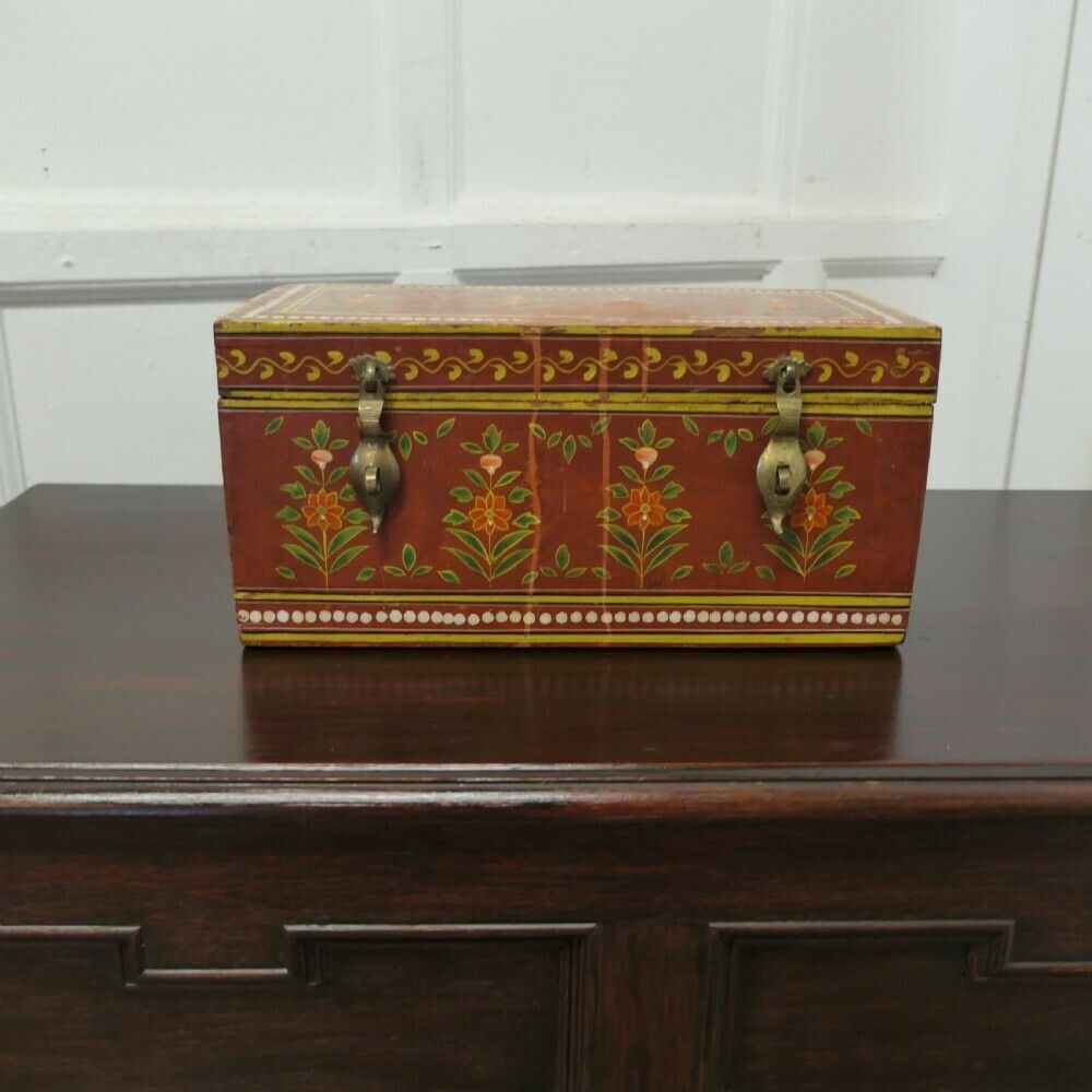 Indian Folk Art Painted Treasure Chest photo furniture