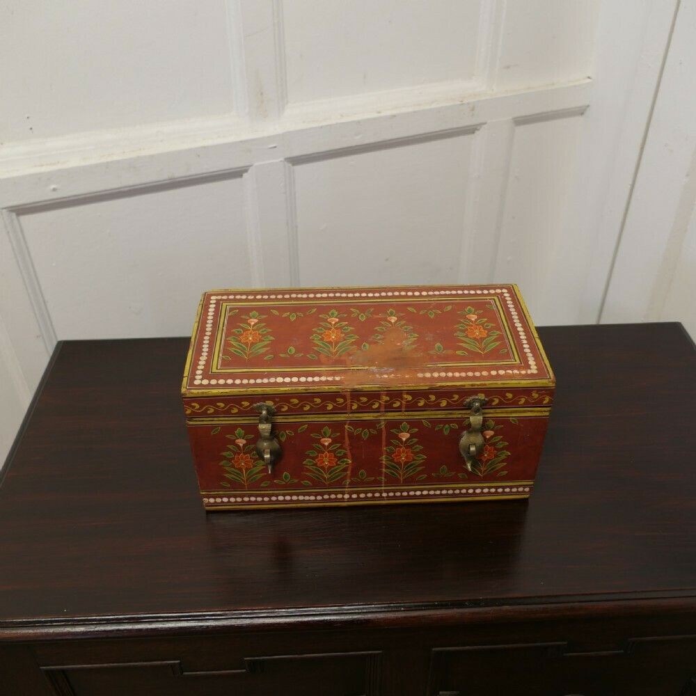 Indian Folk Art Painted Treasure Chest photo for sale