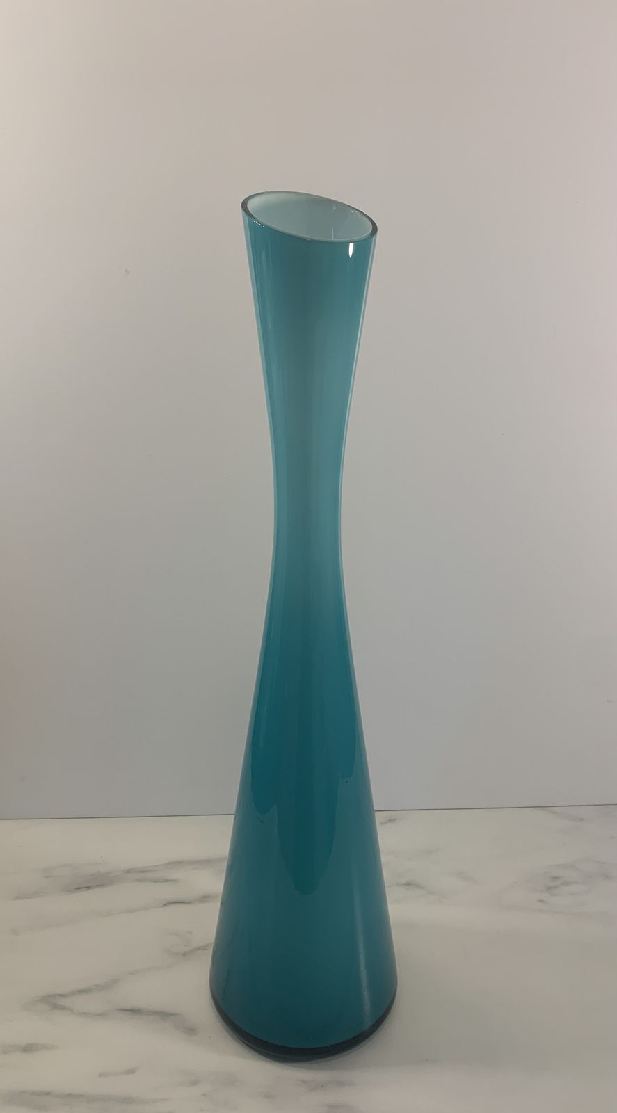 Swedish Turquoise Glass Vase By Gunnar Ander For Elme Glasbruk, 1960s photo buy