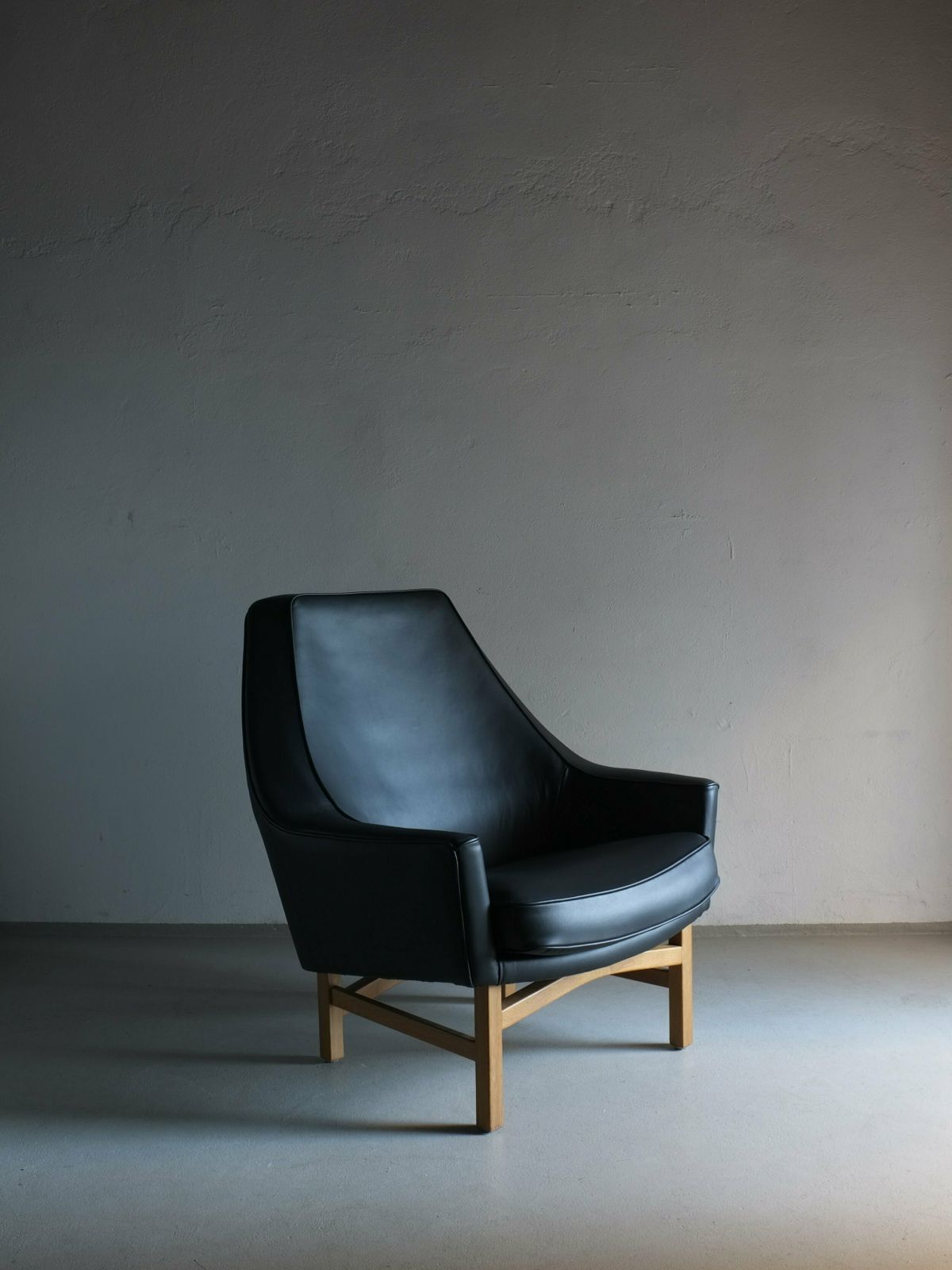 Ib Kofod Larsen Leather Oak Easy Chair | Ope Sweden | 1960s photo buy