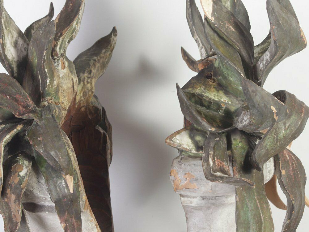Large 18th Century Bohemian Decorative Lime Wood Vases, Set Of 2 photo 6500.0