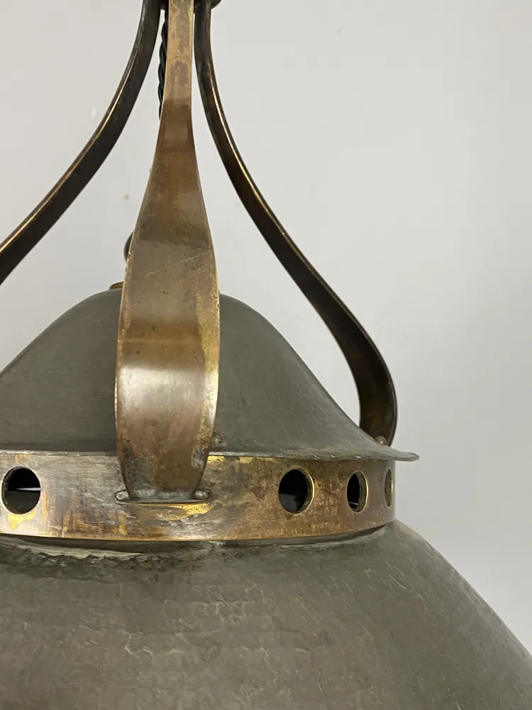 photo for sale Antique Birmingham Guild Of Handicraft Pewter Pendant Light (22564)