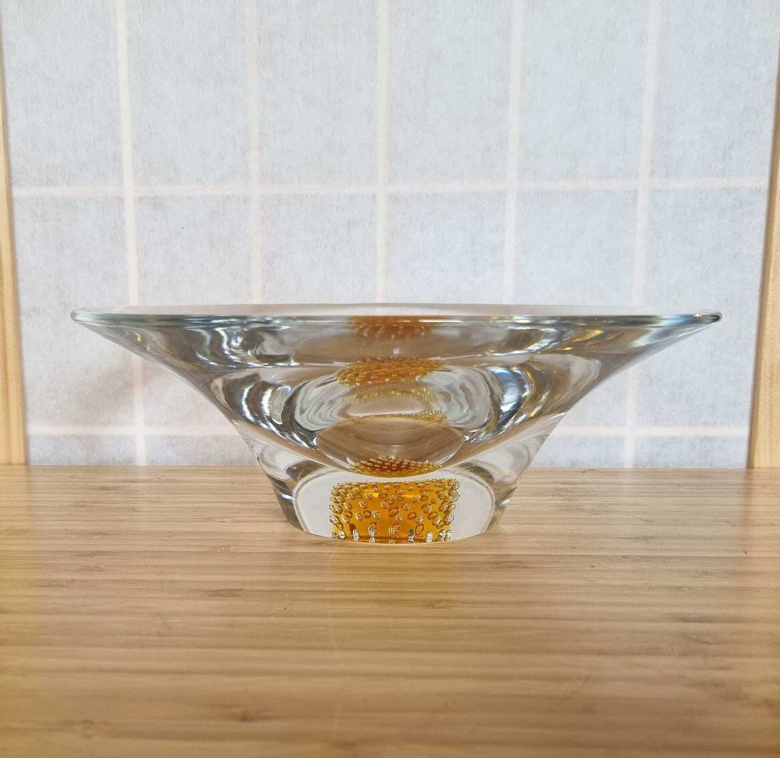 David Hammond Design Yellow Bowl, Thomas Webb England Flair, Mid Century Glass Collectible photo buy