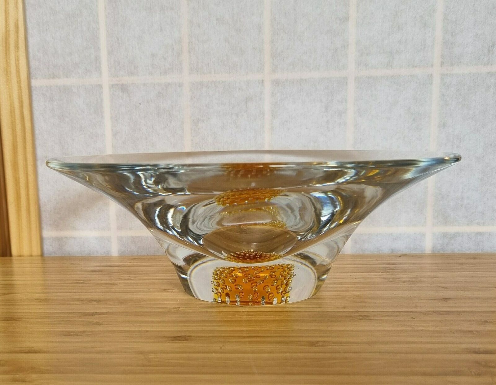 photo for sale David Hammond Design Yellow Bowl, Thomas Webb England Flair, Mid Century Glass Collectible
