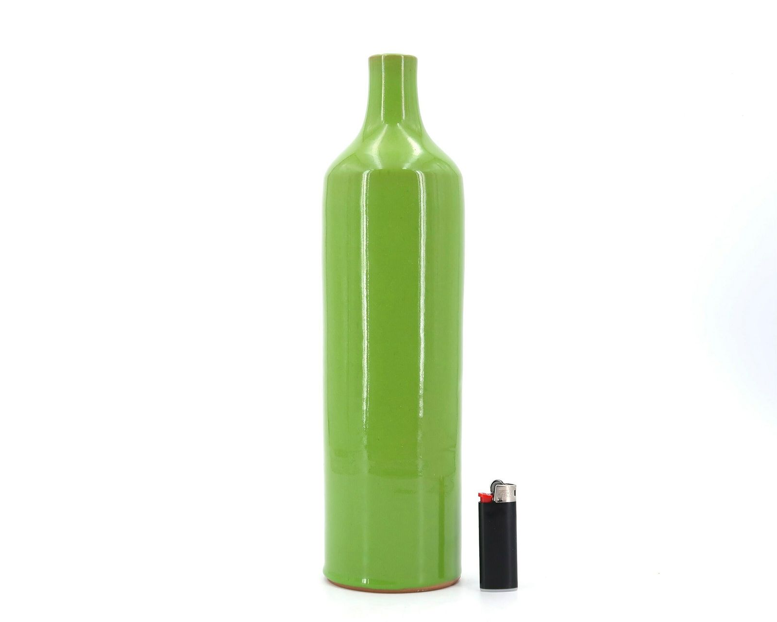 French Green Ceramic Vase Bottle By Paul Badié, Poterie De La Brague, Plascassier De Grasse, 1970s / Georges Jouve Style, Ruelland, Modern photo for sale