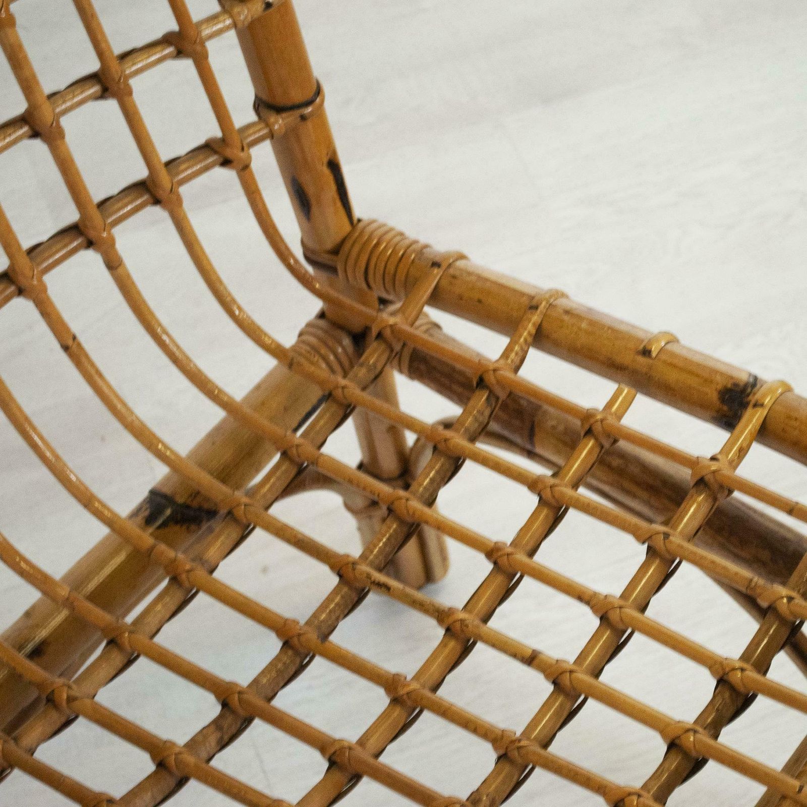 Set Of Four Italian Bamboo Folding Chairs Very Confortable, Mid 60s. photo vintage