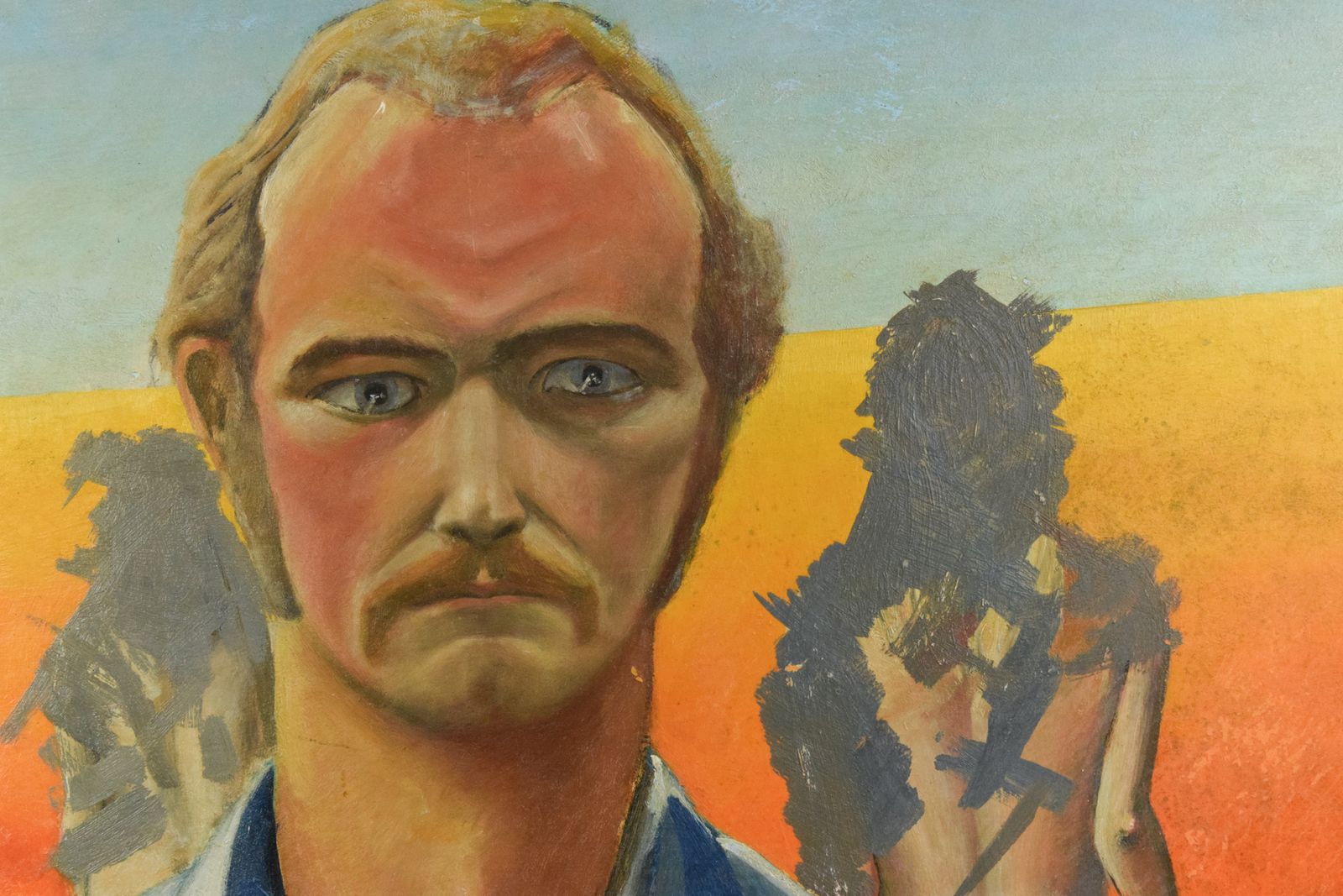 Vintage Original Self Portrait Painting By Artist Greg Cooke Dated 1970 photo Art