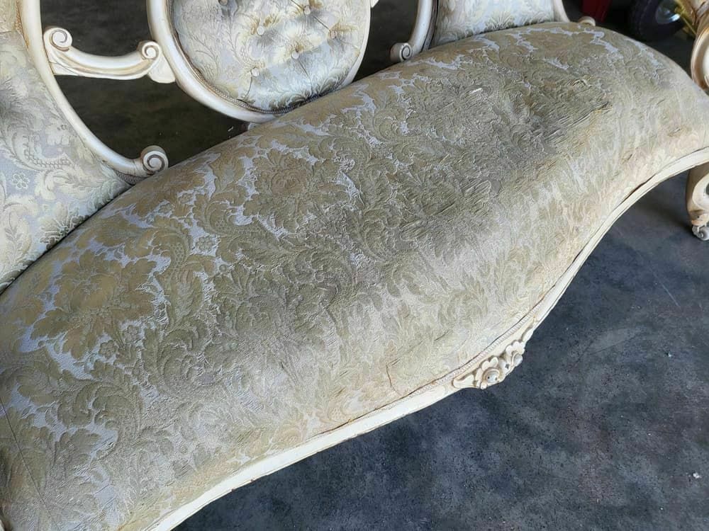Antique French Louis Cream Wood Frame Sofa Love Seat Cabriole Legs photo Furniture