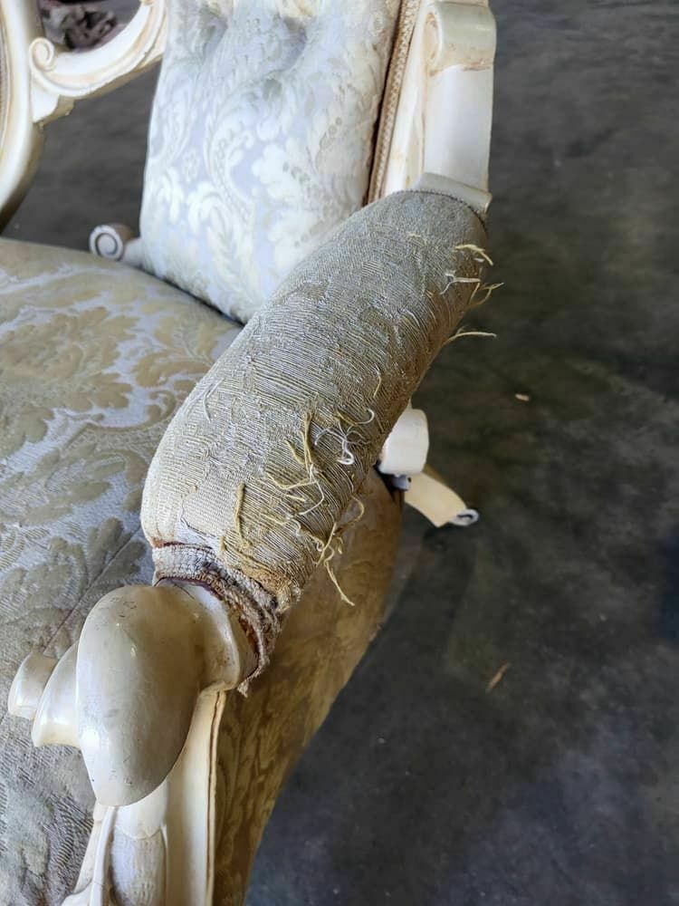 Antique French Louis Cream Wood Frame Sofa Love Seat Cabriole Legs photo buy