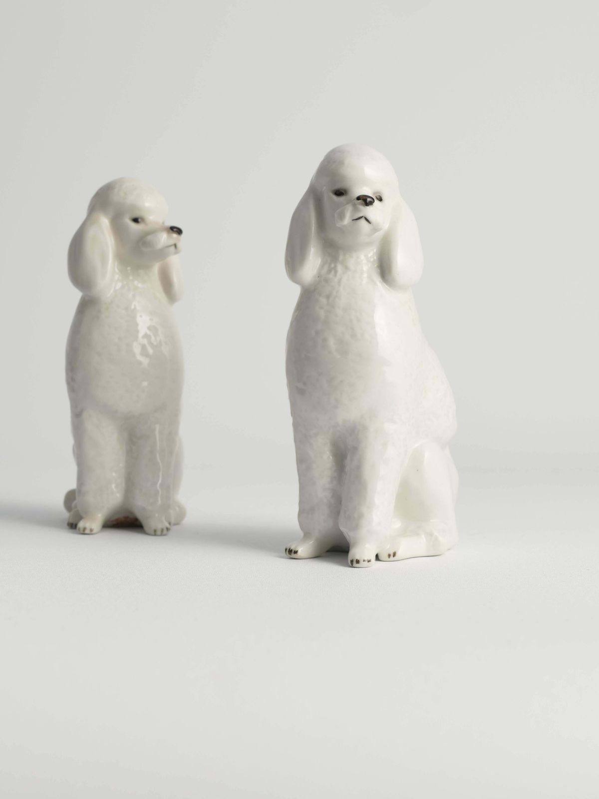White Hand Painted Porcelain Poodle Dogs By Lomonosov, Soviet, 1960s, Set Of 2 photo furniture
