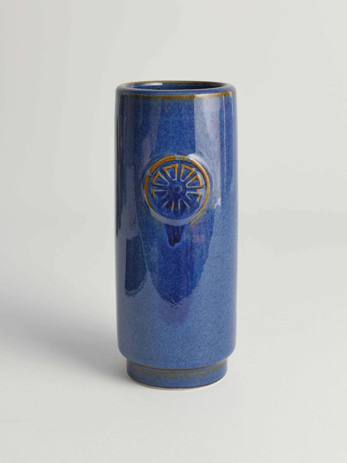 Blue Stoneware Vase From Nordlys Series By Maria Philippi For Søholm, 1960s photo vintage