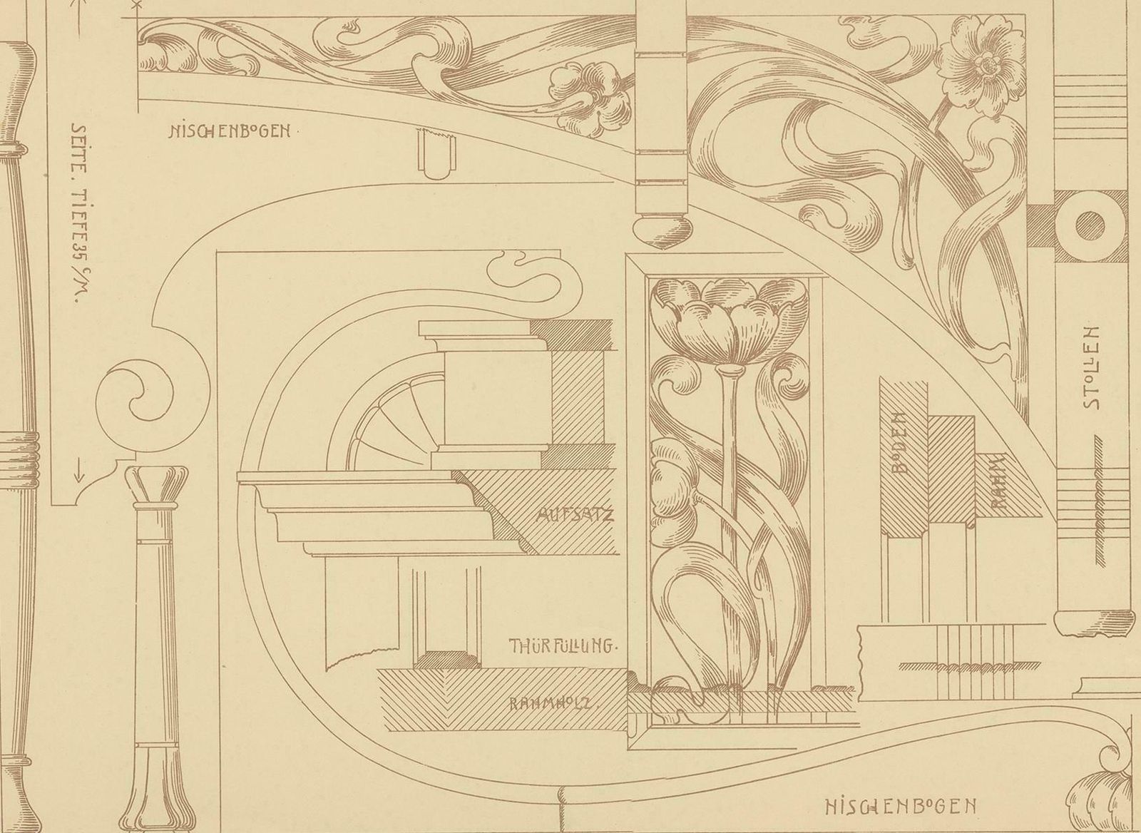 Pl. 38 Antique Print Of Furniture Details By Kramer 'Circa 1910' photo furniture
