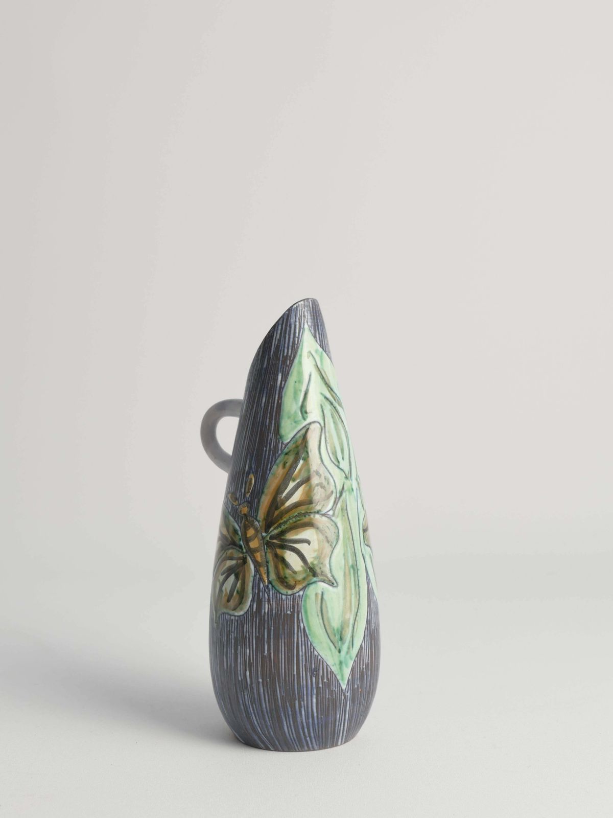 photo furniture Mid Century Modern Stoneware Vase With Sgraffito And Butterflies. Sweden, 1950s