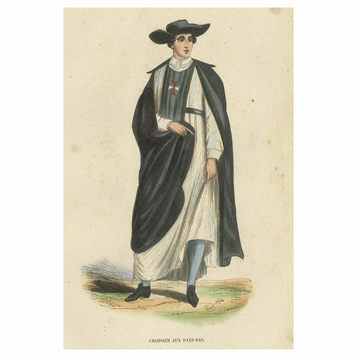 Antique Print Of A Crosier From The Netherlands, 1845