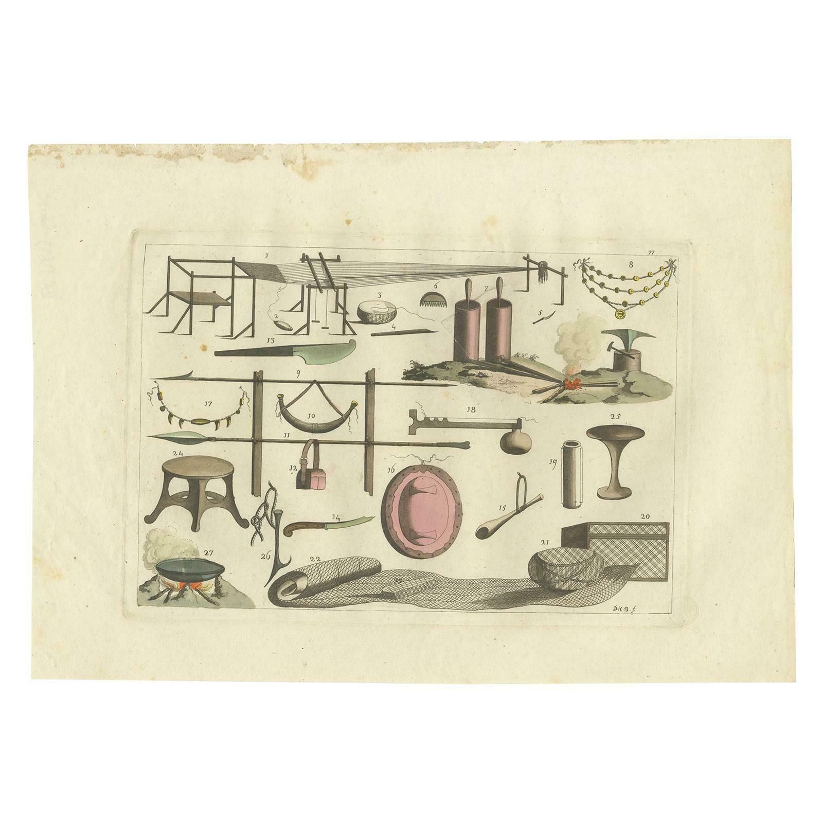 Antique Print Of Various Tools And Utensils By Ferrario '1831'