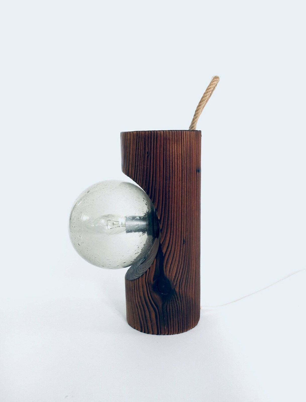Brutalist Design Wood Table Or Wall Lamp By Temde Leuchten, Switzerland 1960's photo vinterior