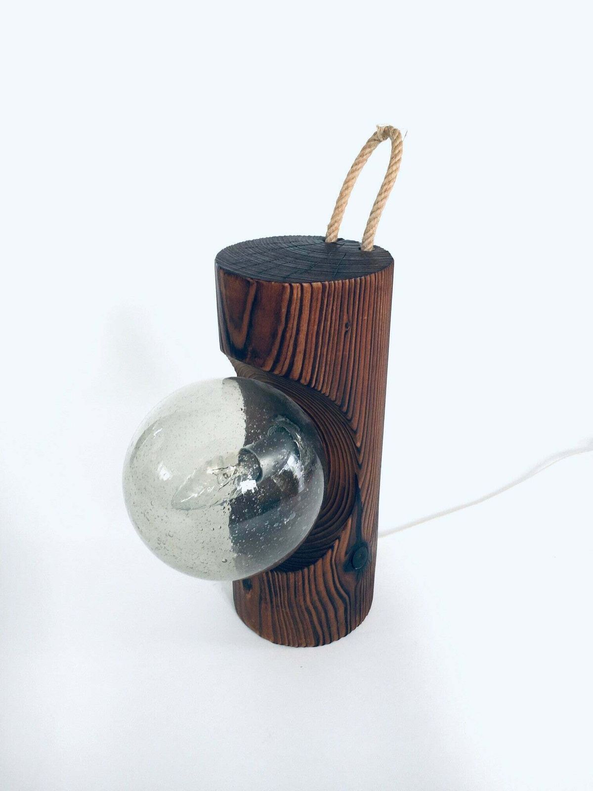 photo furniture Brutalist Design Wood Table Or Wall Lamp By Temde Leuchten, Switzerland 1960's