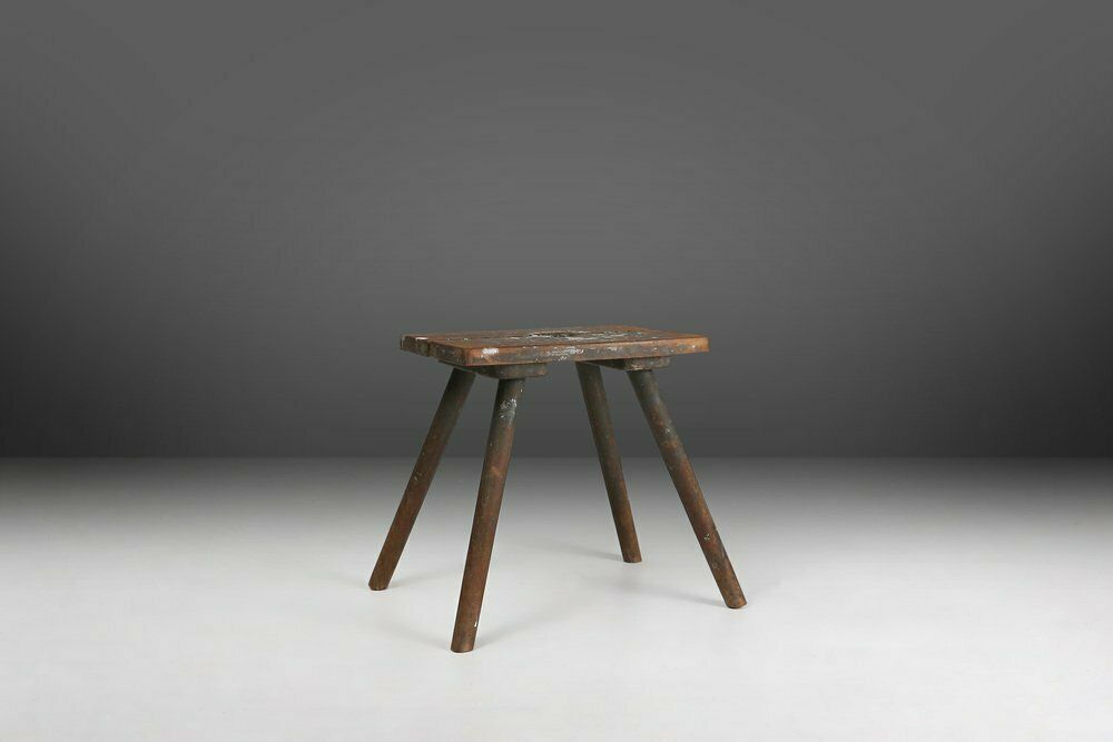 Industrial French Wooden Painters Stool, 1930s photo furniture