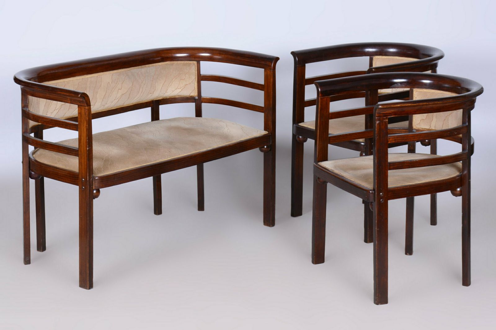 Restored Art Deco Seating Set, By J. Hoffmann, Wiener Werkstätte, Czech, 1910s