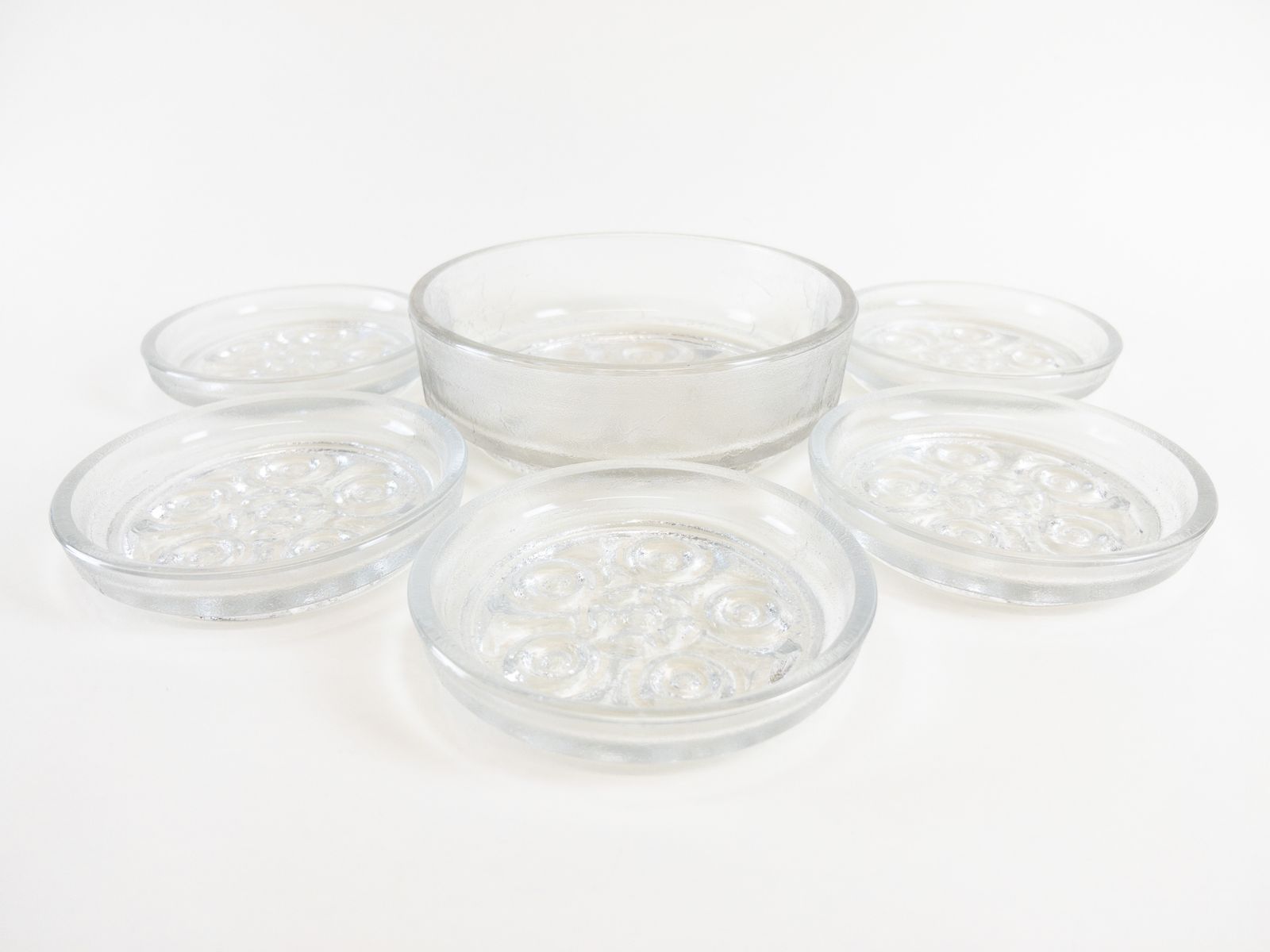 Retro Glass Bowl Set By Walther Glass   "On The Rocks" Dessert Or Salad Bowls   Made In Germany photo furniture