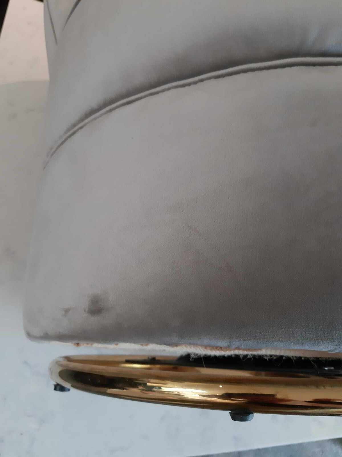 169.0 Fluted Back Lounge Dressing Room Chair Gold Swivel Base Grey Crushed Velvet photo