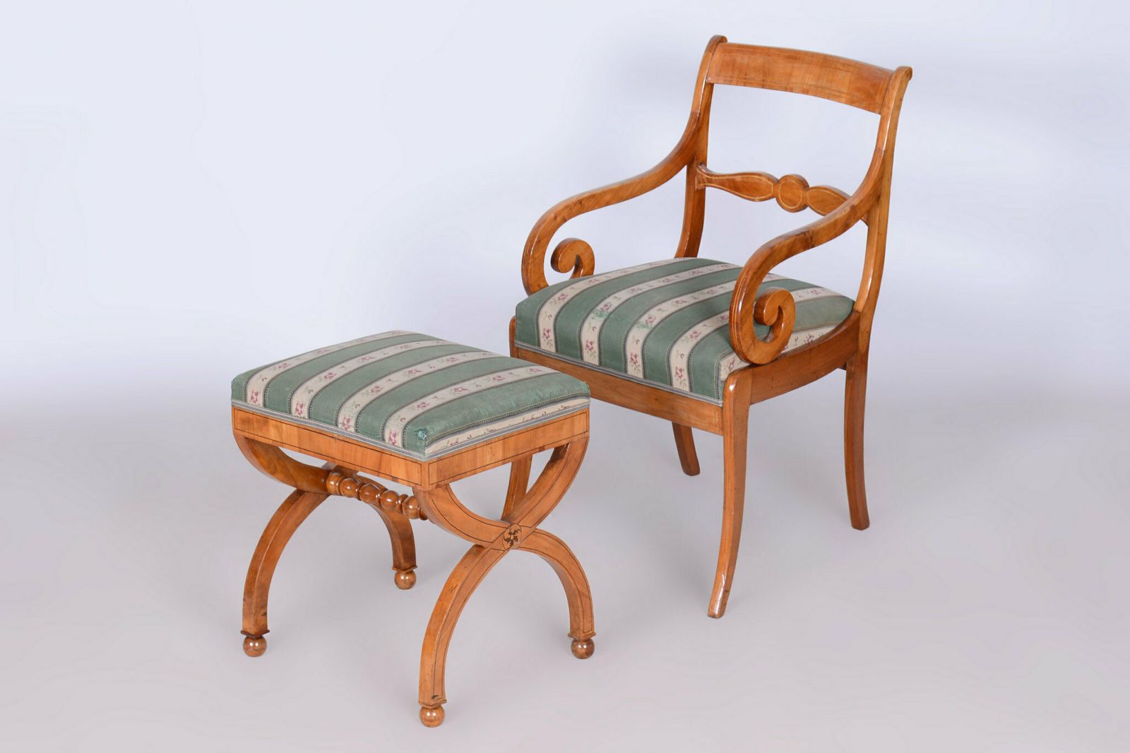 Restored Biedermeier Armchair, Beech, Oak, Cherry, Austria, 1830s
