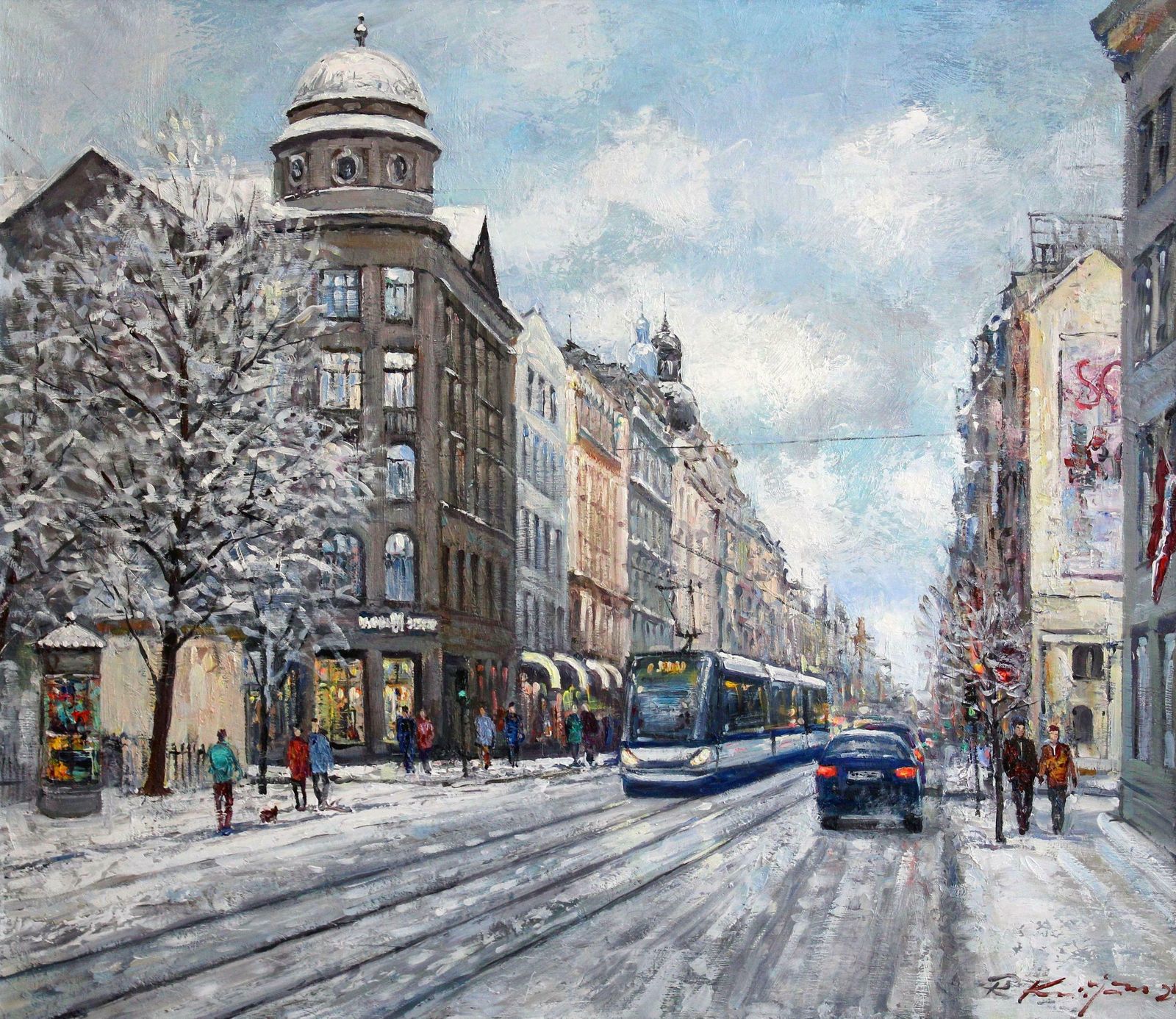 Rolands Krisjans Winter In The City. Oil On Canvas, 73.5x85 Cm