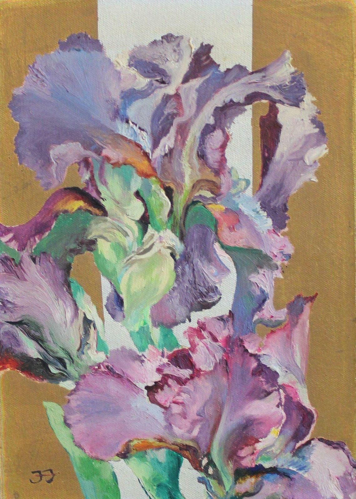 Juris Jurjans Purple Irises. 1998, Canvas, Oil, 35x25 Cm 1998