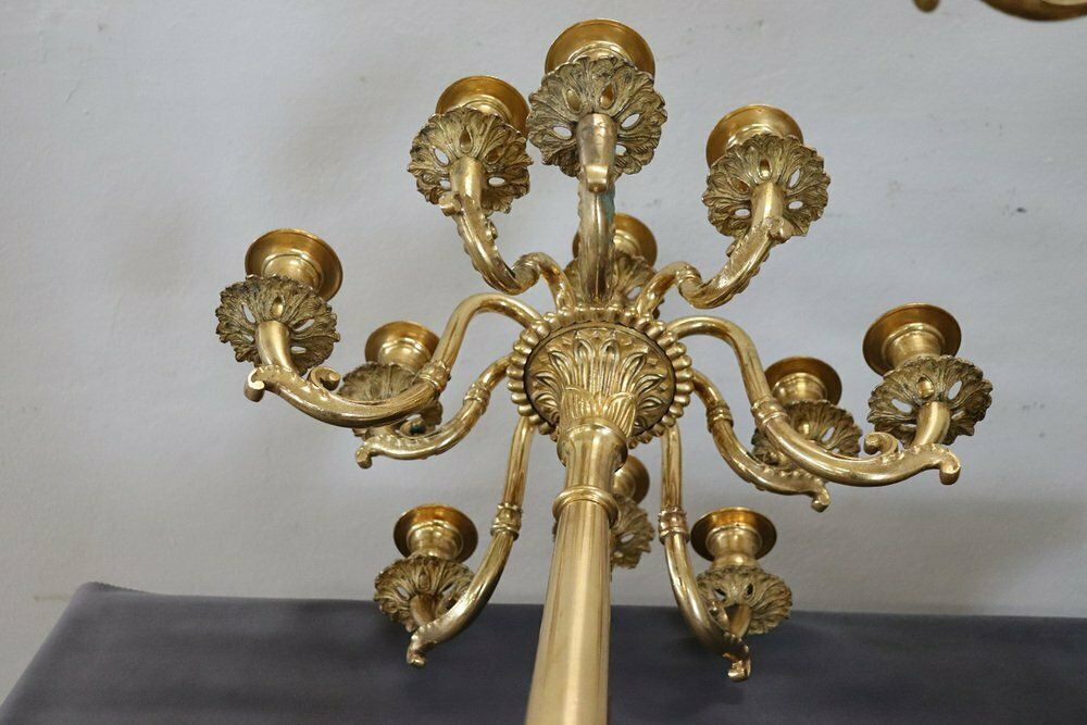 Antique Gilt Bronze Candelabras With Eleven Lights, Late 19th Century, Set Of 2 photo vintage