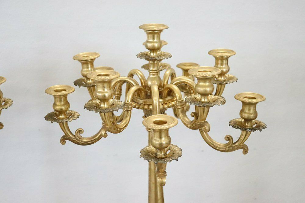 photo for sale Antique Gilt Bronze Candelabras With Eleven Lights, Late 19th Century, Set Of 2