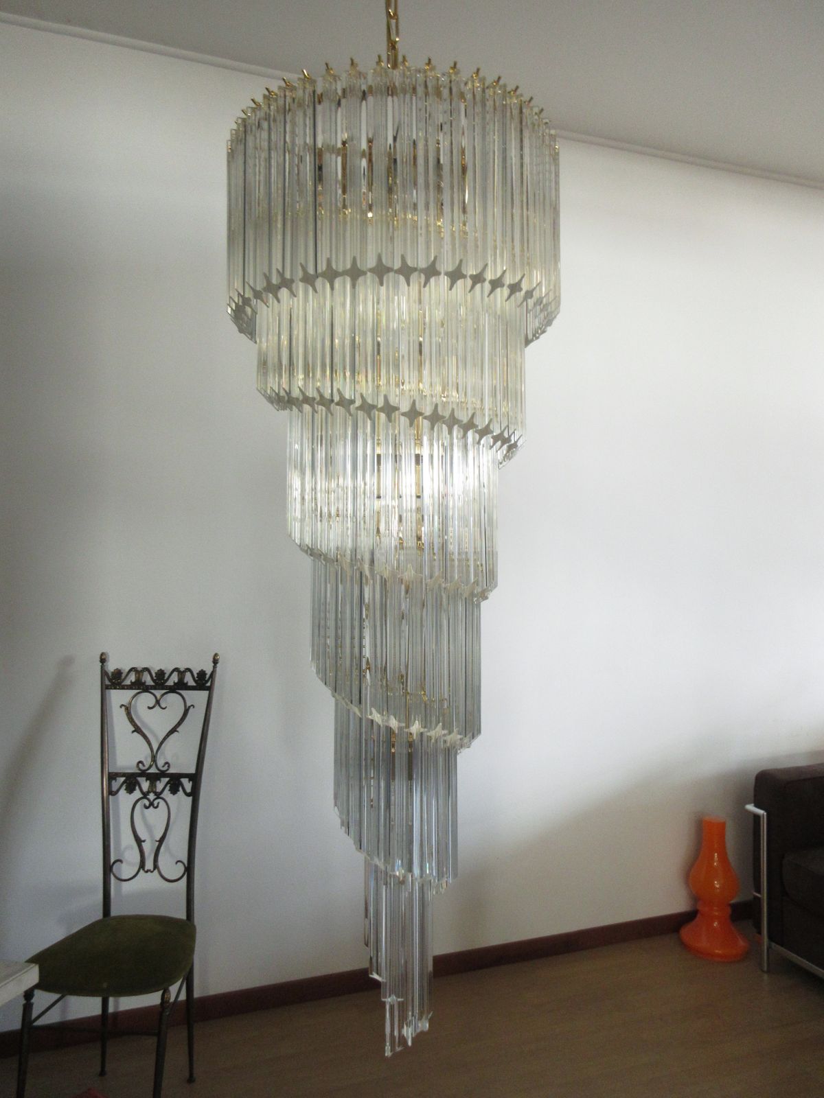 Huge Murano Chandelier 166 Trasparent Quadriedri Prism   Elena Model photo furniture